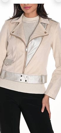 Frank Lyman Damen-Bikerjacke Beige/Gold Gr. 38