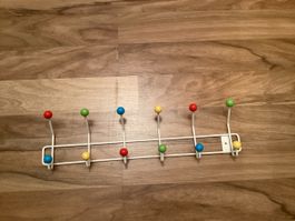 Wandgarderobe mit bunten Kugeln Weiss Metall Haken 6 Stk