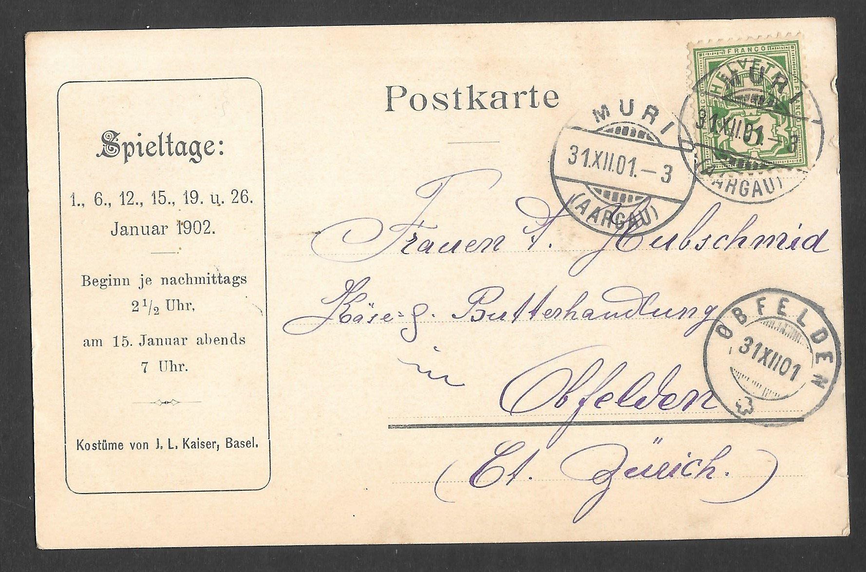 Cartoline postali: Muri Theater 1902 Maria Stuart – Usato da Olten venduto da clotaldi 1