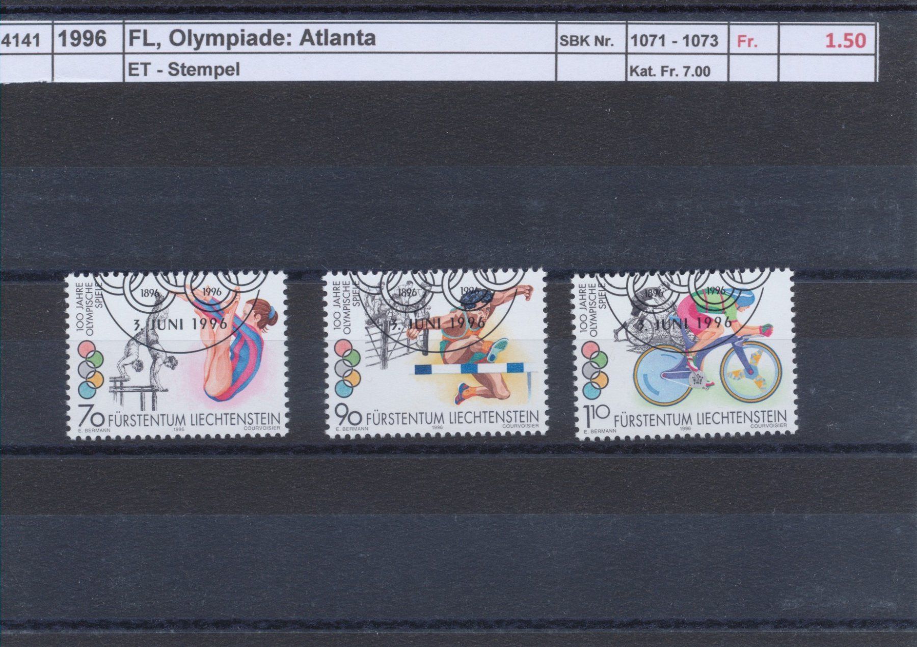 Tutti i francobolli: 1996 FL, "Olympiade Atlanta", ET - Stempel – Usato da Winterthur venduto da Zupogeru
