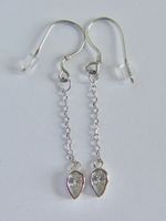 Silber / Zirkonia Ohrhänger mit Kette