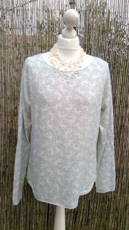 Pullover vert tilleul motifs libellules Chicorée, taille L