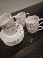 Kaffee-/Teeservice, 6 Tassen mit Untertassen, Blumenmuster
