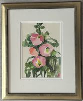 Original Aquarell (Stockrose/Malve), monogrammiert oW 1996