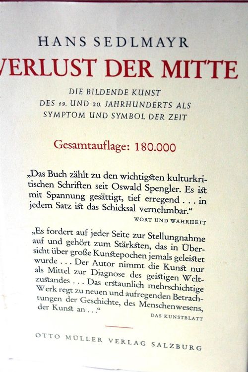 HANS SEDLMAYR: Verlust der Mitte | Kaufen auf Ricardo