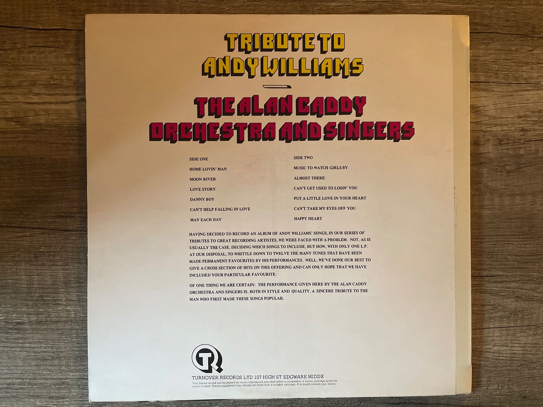 Schallplatten: A419/Andy Williams Tribute/The Alan Caddy Orchestra – Gebraucht aus Frutigen von Philippe_jsp 1