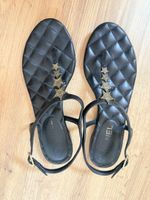 Chanel Sandalen Leder Schwarz mit Sternen Grösse 37 gebrauch