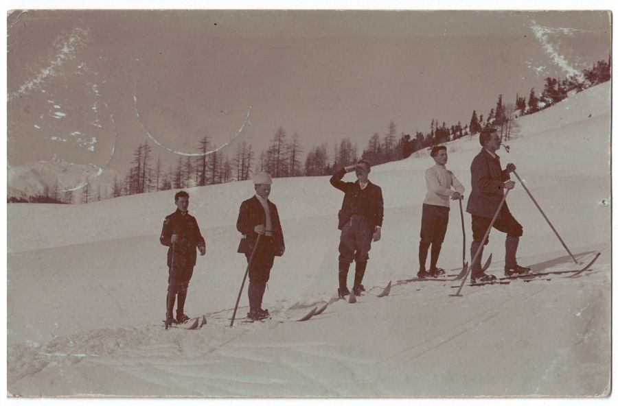 Cartoline postali: Skiläufer im Schnee um 1900, Schweiz – Usato da Frauenfeld venduto da POML