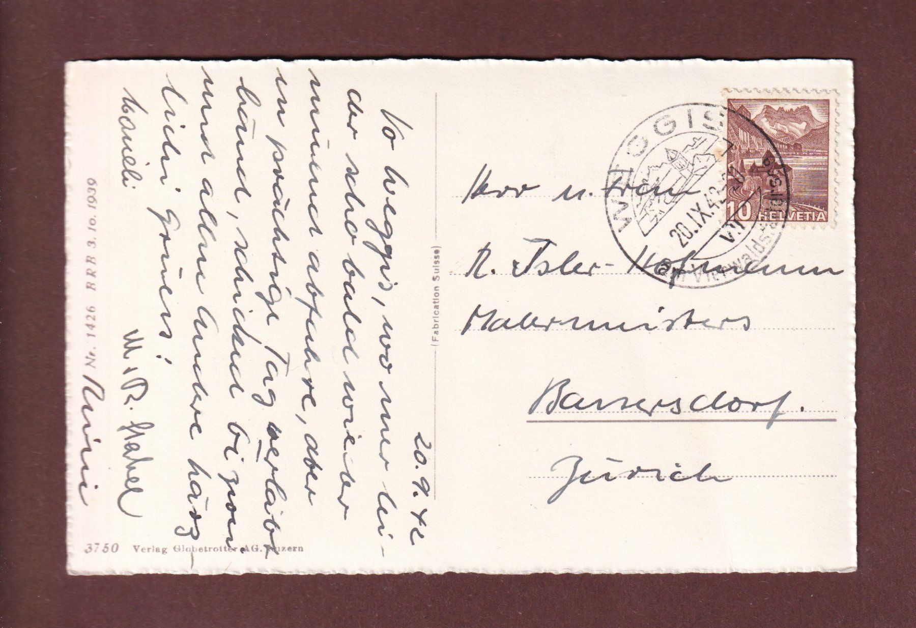 Ansichtskarten: WEGGIS - 1942 – Gebraucht aus Pully von nicecards-shop 1