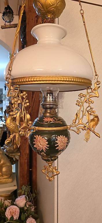 Lampade: Wunderschöne Majolika Petroleumlampe, Deckenlampe – Usato da Kaufdorf venduto da Nati-Nati 1