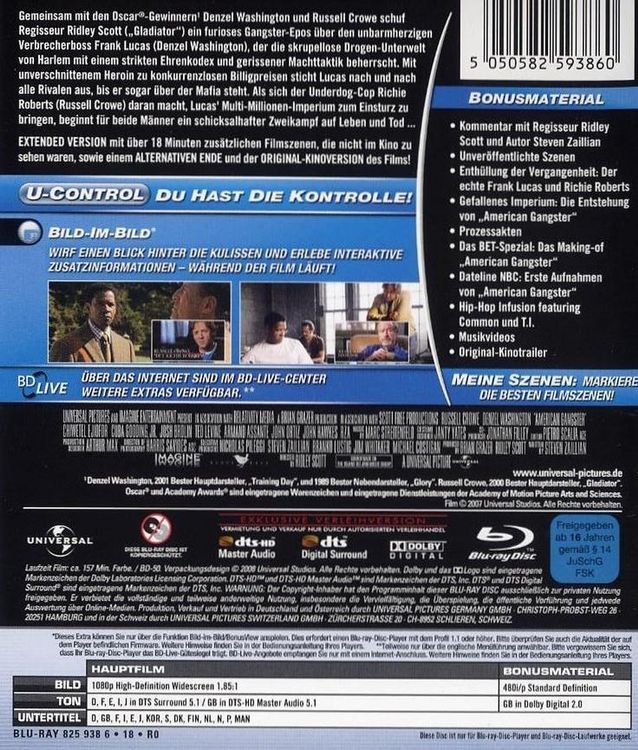 American Gangster (2007) Denzel Washington/Russell Crowe/BD (Gebraucht