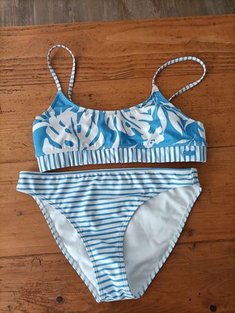 Roxy Girl Bikini Grösse 14  blau weiss gestreift