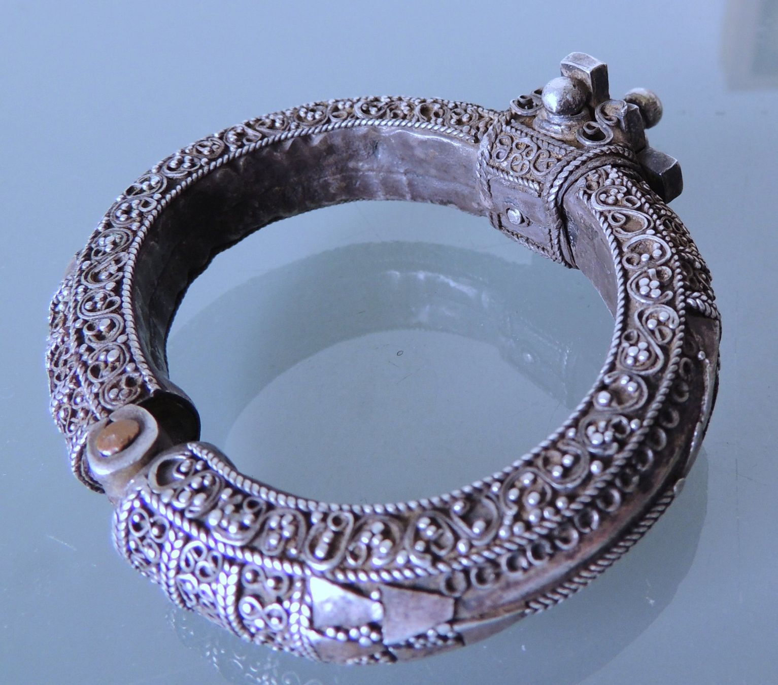 Bracciali & Braccialetti: Traditioneller Silber 800 Armreif Nepal – Usato da Waldenburg venduto da schaller707 6