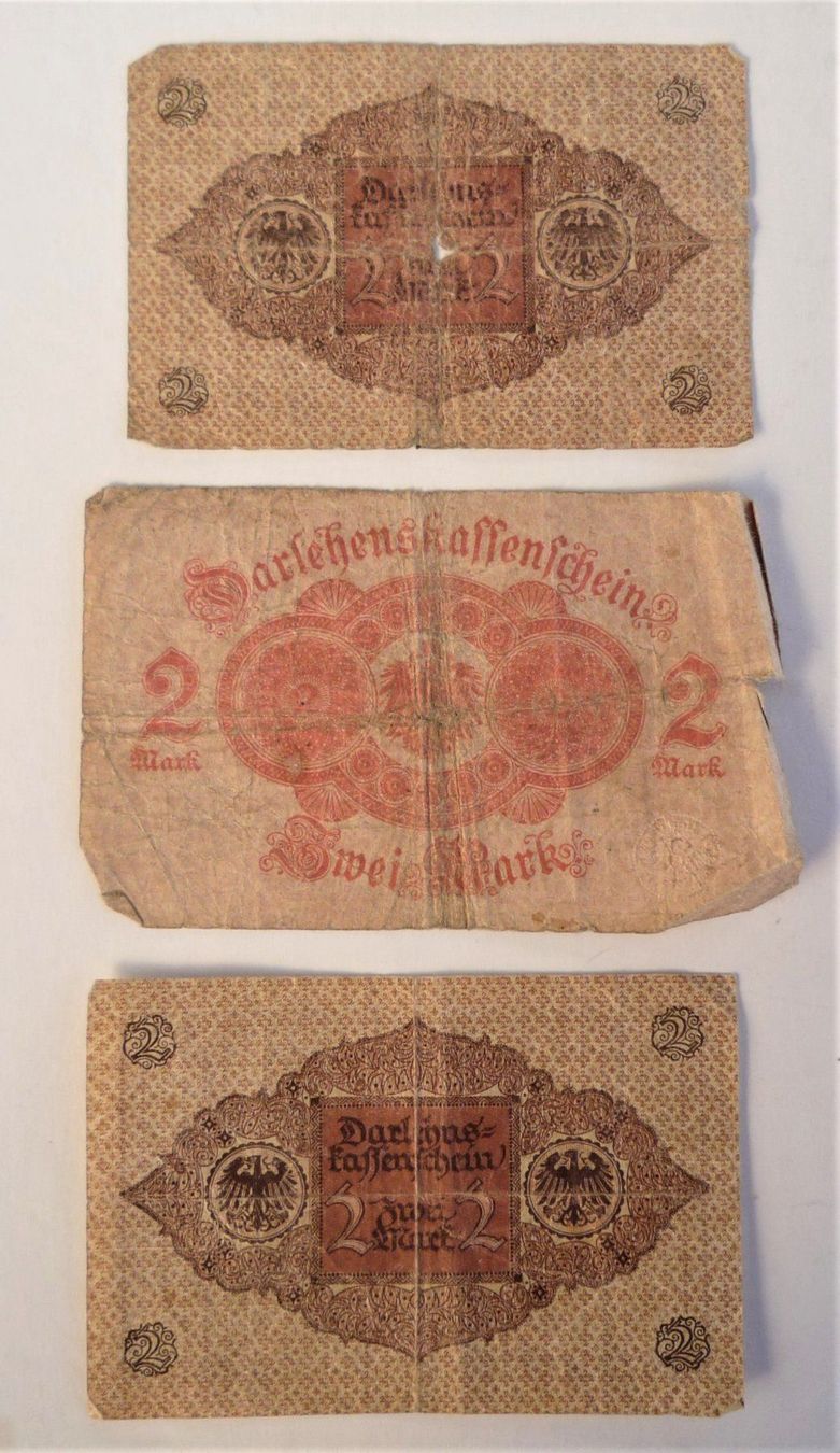 Banconote: 3 x 2 Mark Darlehenskassenschein – Usato da Rafz venduto da Sonnenblume305 1