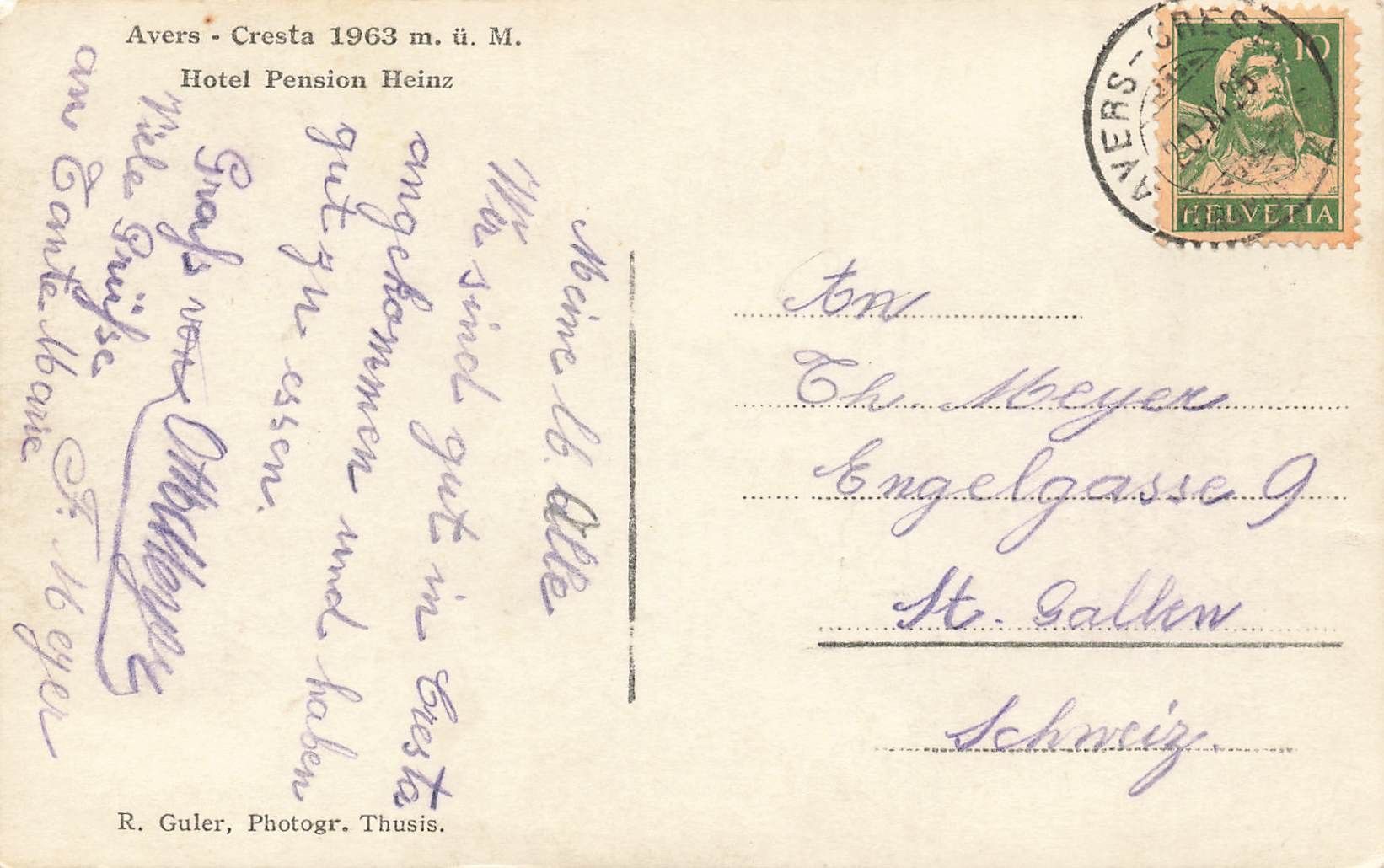 Cartes postales: Avers cresta hotel heiz – D'occasion à Biasca par Blenio71 1