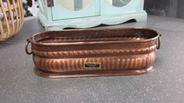 Länglicher Vintage Kupfer-Übertopf, 2 Ring-Griffe, L=25 cm
