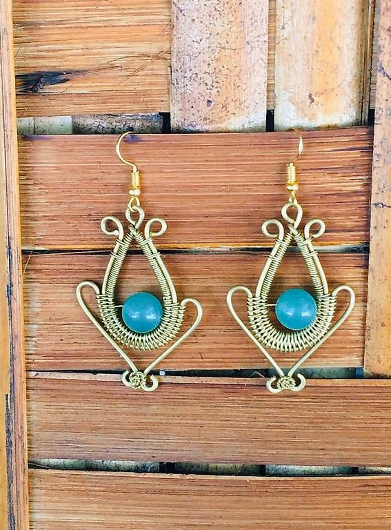 Ohrringe & -stecker: Messing Ohrhänger mit Aventurin - boho- gipsy- ethnic style – Gebraucht aus Oberwil b. Zug von Temuera 1