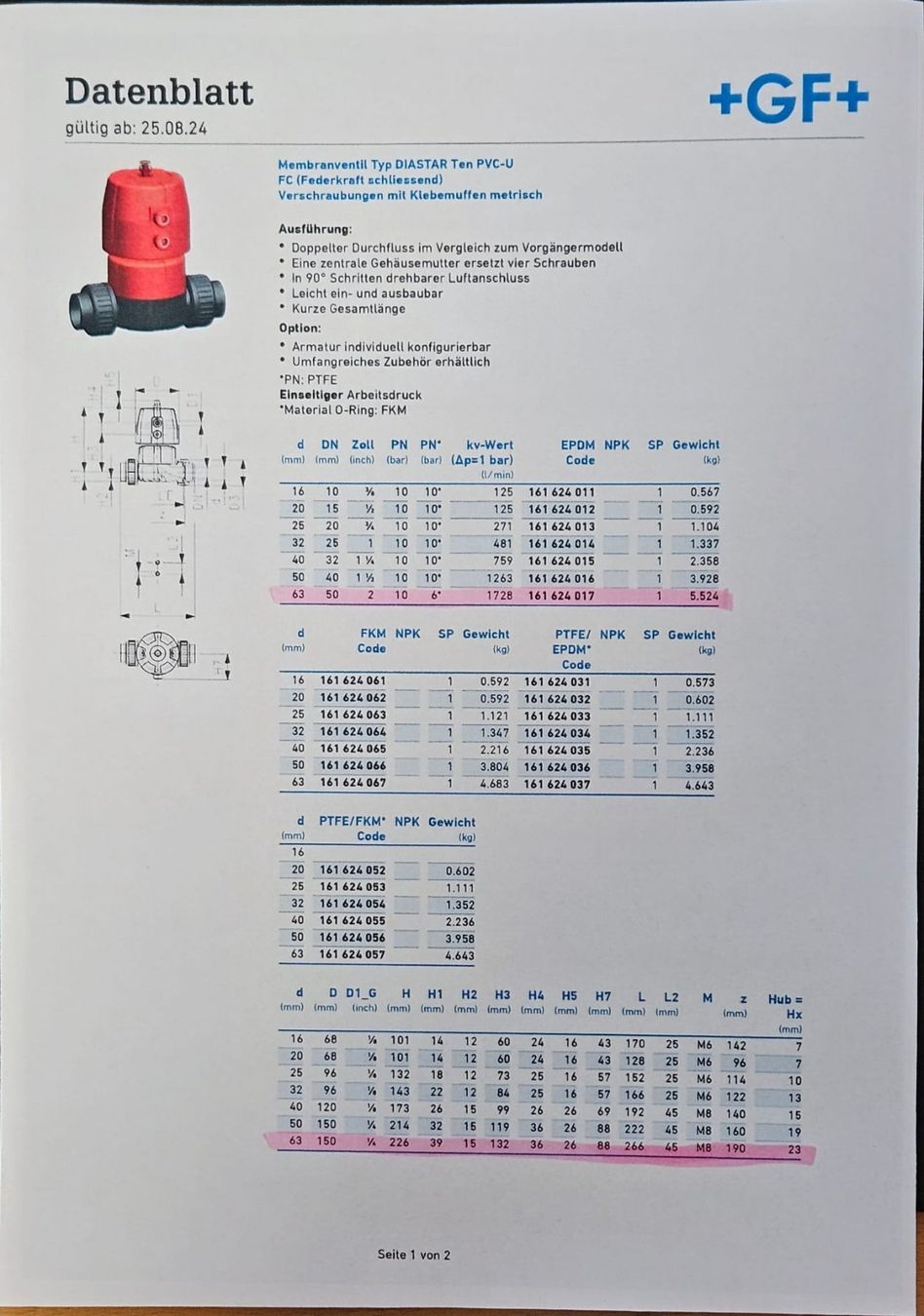 Autres pour métaux et serrurerie: GF+ Membranventil Typ PVC-U – D'occasion à Volketswil par Fidi57 2