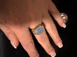 Muttertag!  925 vergoldeter Ring mit tripletten Opal! 52!