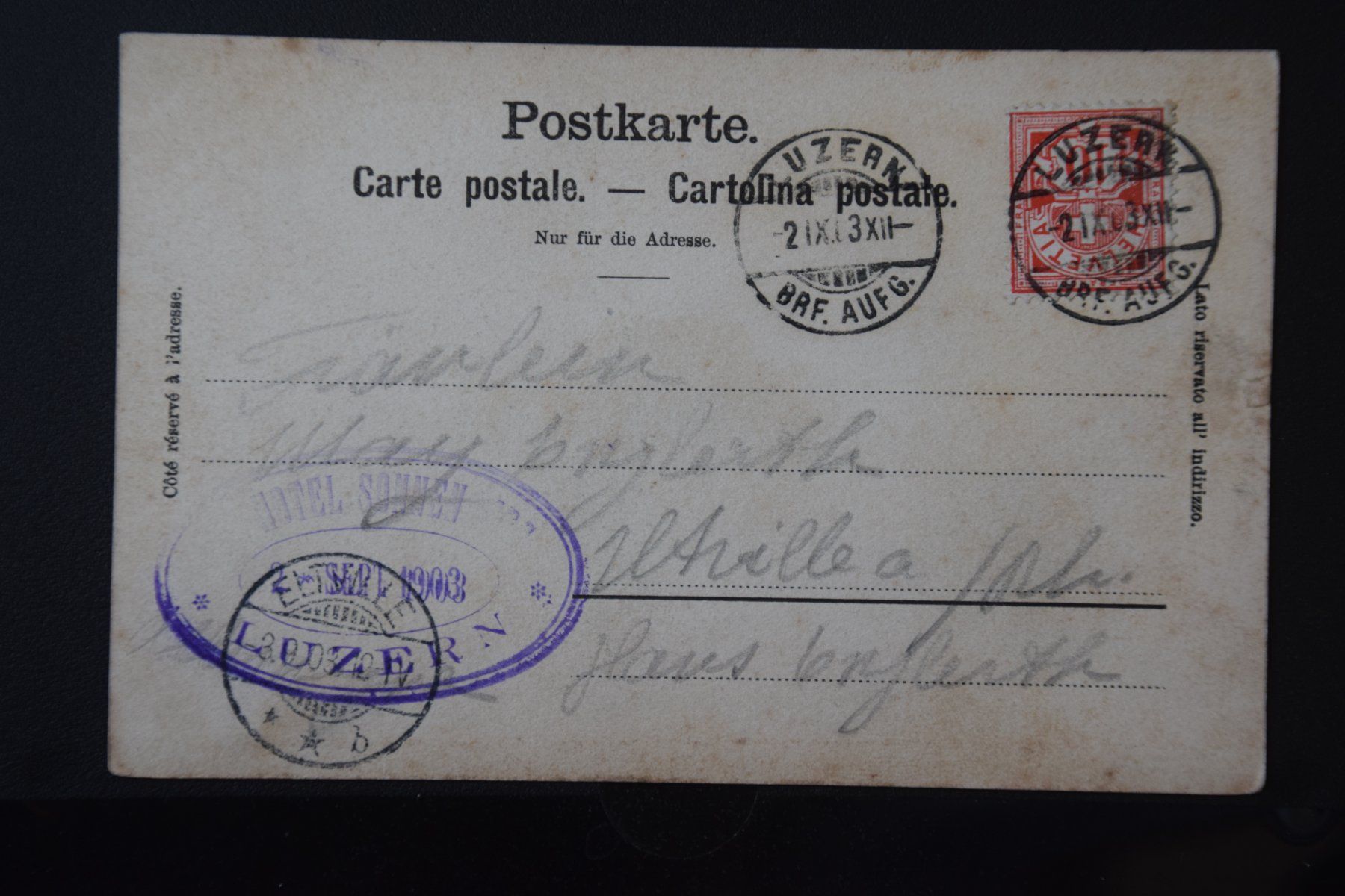 Cartoline postali: AK Luzern, Hotel Sonnenberg 1903 – Usato da Luzern venduto da CH2018 1