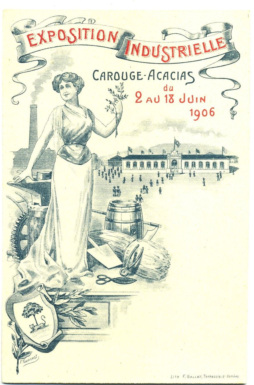 Cartoline postali: Exposition Industrielle Carouge. 1906 – Usato da Versoix venduto da HELVETICA_1