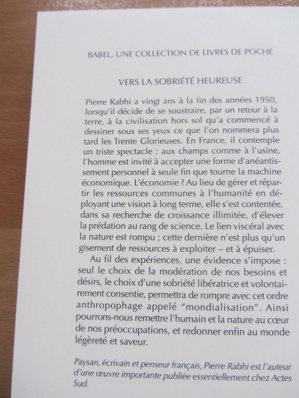 Libri: Vers la sobriété heureuse de Pierre rabhi – Nuovo (secondo la descrizione) da Oberried FR venduto da berg04 1