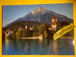 1976 Spiez am Thunersee, Schloss und Schlosskirche mit