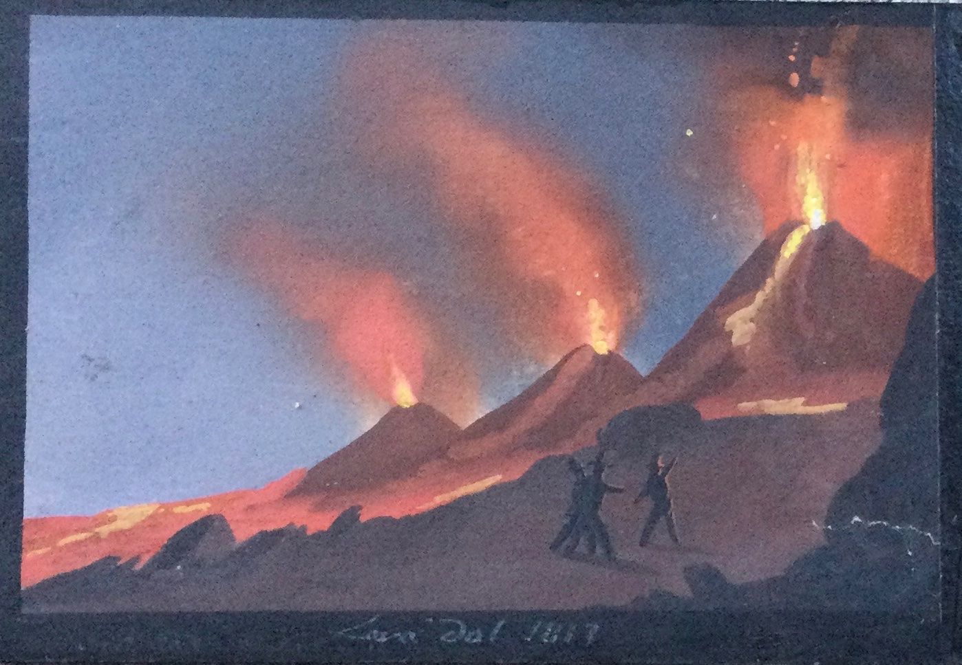 Gemälde: Antike Napoli Vulkan Gouache Gemälde – Gebraucht aus Root von  1