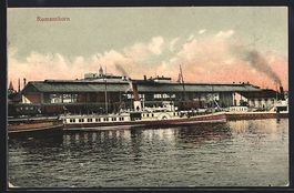 AK Romanshorn, Dampfer im Hafen, 1910