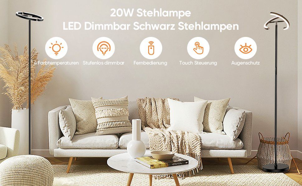 Lampade: Stehlampe mit Magnetischer Fernbedienung und Touch Schalter – Nuovo e nell'imballaggio originale da Hundwil venduto da Stallone6 8
