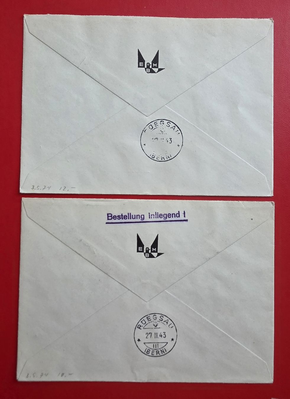 Tutti i francobolli: Ersttagsbrief Postmarken 1943 – Usato da Bern venduto da Kocholo 1
