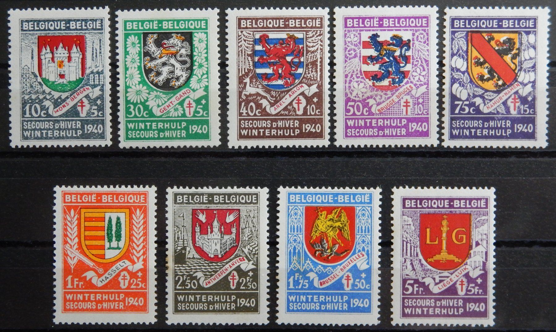 Tutti i francobolli: Belgien Kat. 545-543 ** 1940 – Usato da Zürich venduto da Muehlekauf