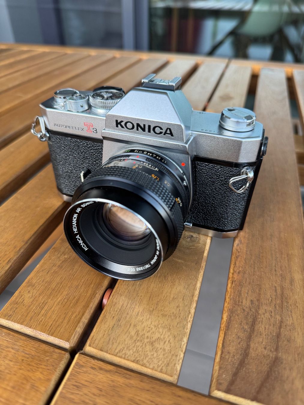 Konica Appareil photo: Konica Autoreflex T3 + Hexanon AR 50mm F1.7 – D'occasion à Hettlingen par NorausWinti
