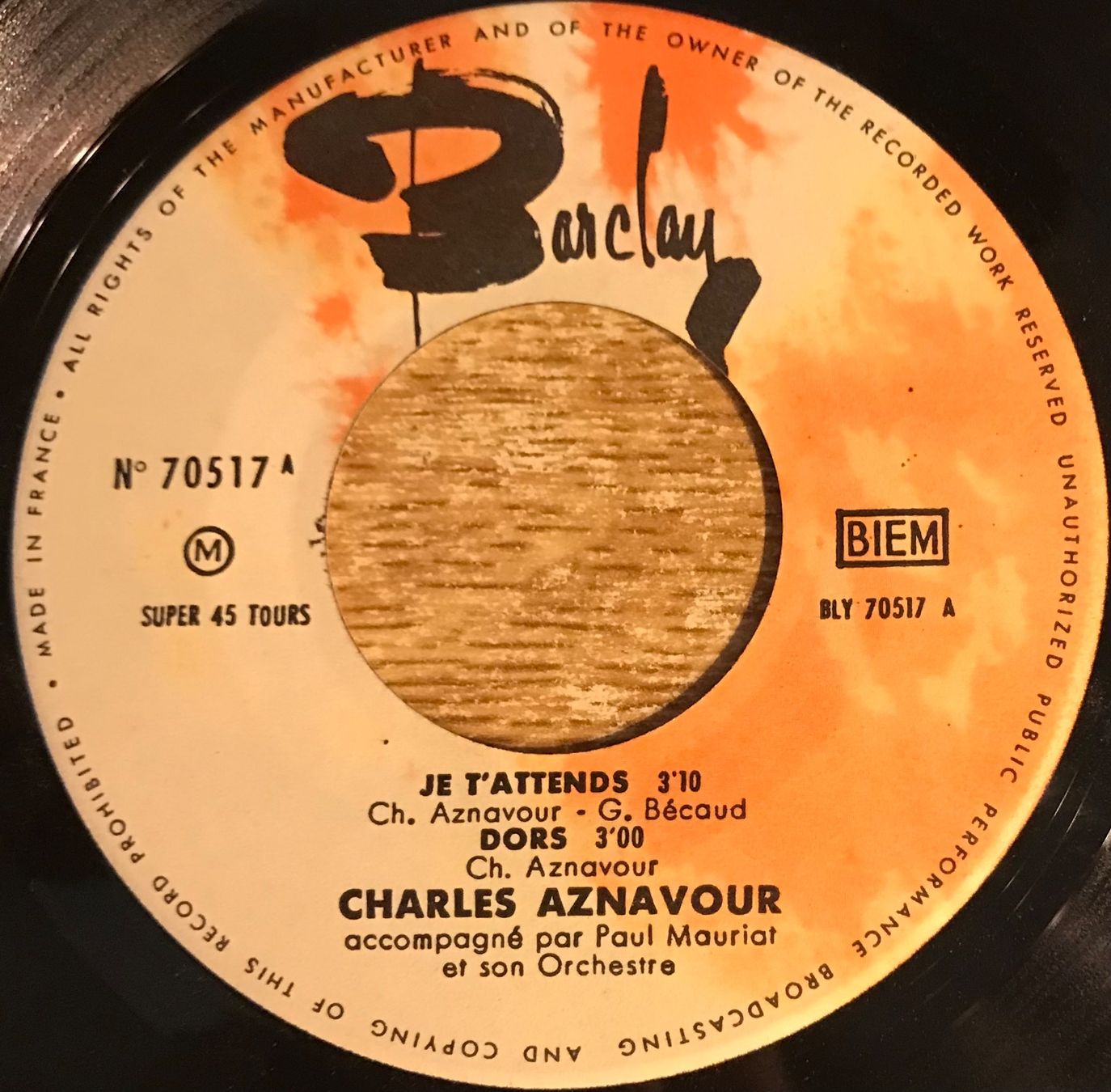 Dischi in vinile: CHARLES AZNAVOUR - JE T'ATTENDS – Usato da Bussigny venduto da vinyl-pas-cher 2