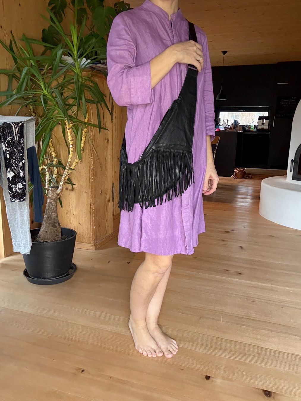 Taschen für Damen: Sash Bag Black Fringe Leather Sash Bag – Neu (gemäss Beschreibung) aus Môtier (Vully) von Iljos 5