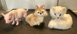 hübsche Ferkel, Fuchs, Polarfüchschen, 3-teilig✨Vintage!