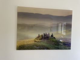 Bild Toskana Haus Landschaft auf Glas 60x80 cm