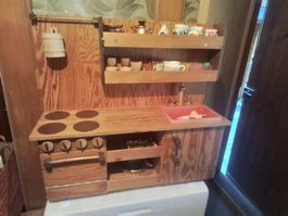 Vintage Holz Kinder Küche inkl. >150 Verkaufsladen Produkte