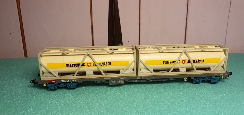 HAG SBB Containerwagen Sgss mit 2 Bertschi AG WB (Neu (gemäss