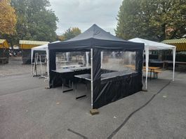 Flatpavillon 3m x 3m mit 2 Seitenwänden Wasserfest Ganz Neu