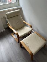 Büroauflösung: Ledersessel mit Hocker