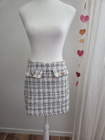 Minirock Tweed Schwarz Weiss Grösse S neu