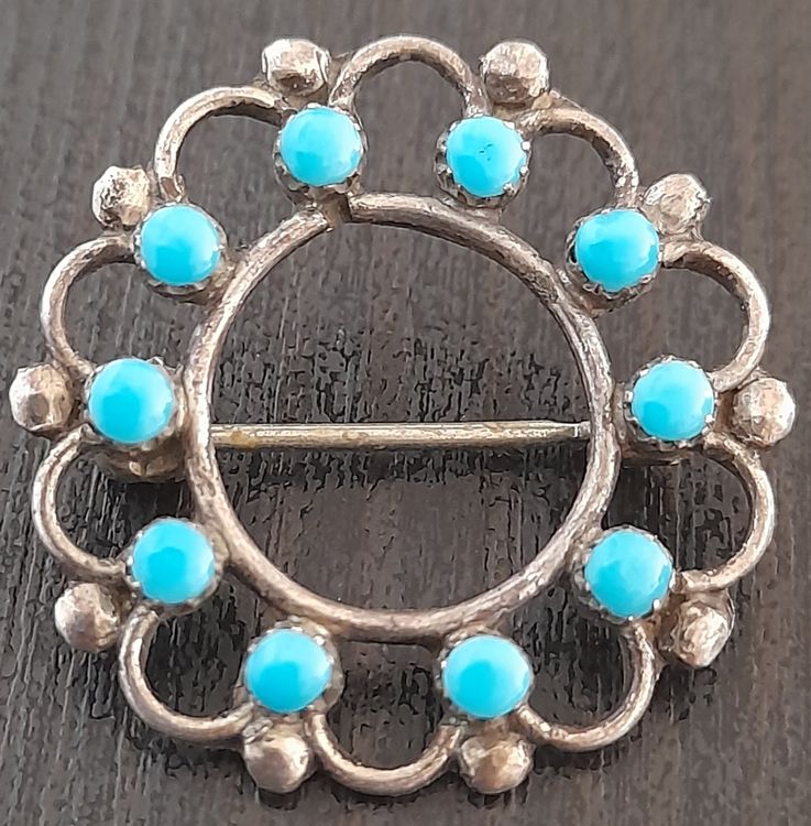 Broche Ancienne En Argent 835 – AS – Filigrane – Bijou Vintage