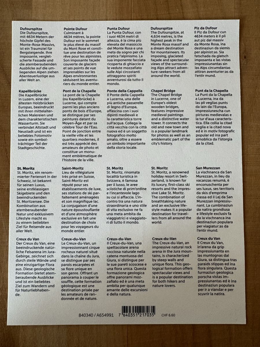 Tutti i francobolli: Briefmarken Bogen / Schweiz / NEU – Nuovo (secondo la descrizione) da Rümlang venduto da Fledermaus35 1