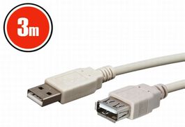 USB Verlängerungs-Kabel USB mit 2.0 A-Stecker-m/w Länge: 3m