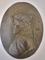 Antike Portraitplakette Bronze "Francesco Petrarca"