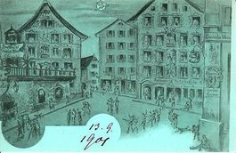 Luzern LU Fritschihaus Stadtkeller Litho 1901 sehr gut erhal