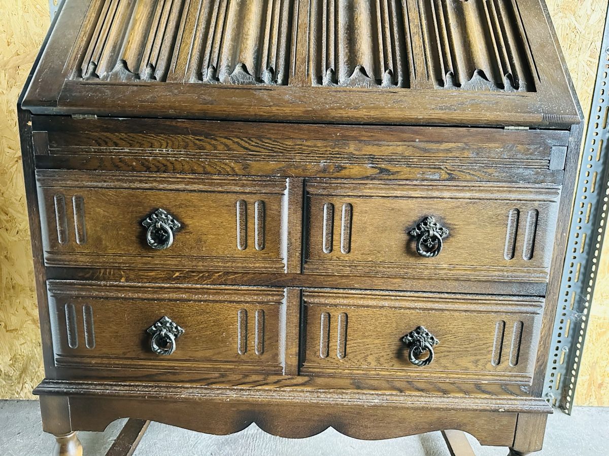Bureaux: VINTAGE OAK LINENFOLD BUREAU – D'occasion à Brügg BE par Goob 1