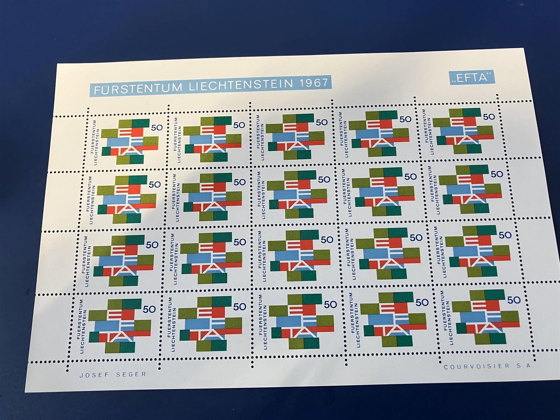 Tutti i francobolli: FL Bogen  Sondermarke EFTA 1967** – Usato da St. Margarethen TG venduto da SGHerbst07
