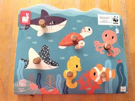 Janod Holzpuzzle Unterwassertiere ab 18 Monate Neu